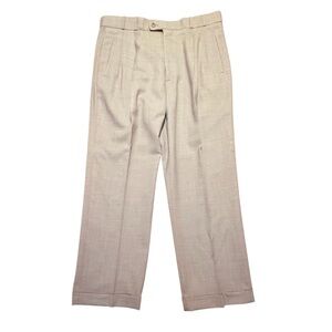 Greg Peters Men's Khaki Grey 100% Wool Dress Trousers Size 36